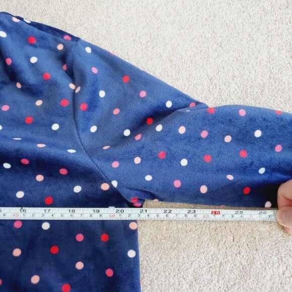 Kate Spade Fleece Velvet Polka Lounge Navy Sweatshirt Sleep Top M - Picture 6 of 8